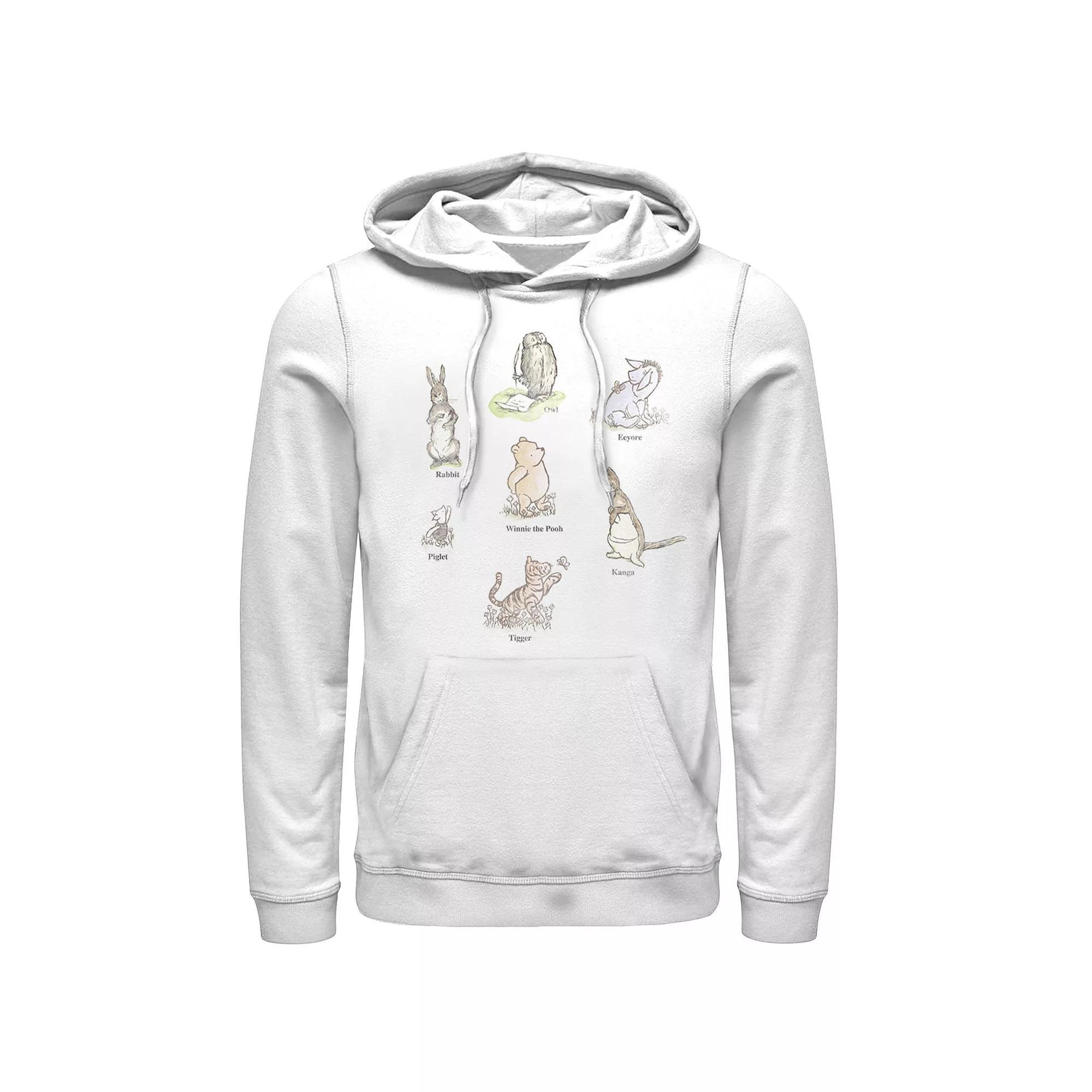 Disney's Winnie The Pooh Classic Group Shot Men's Hoodie, Size: Large, White Product Image