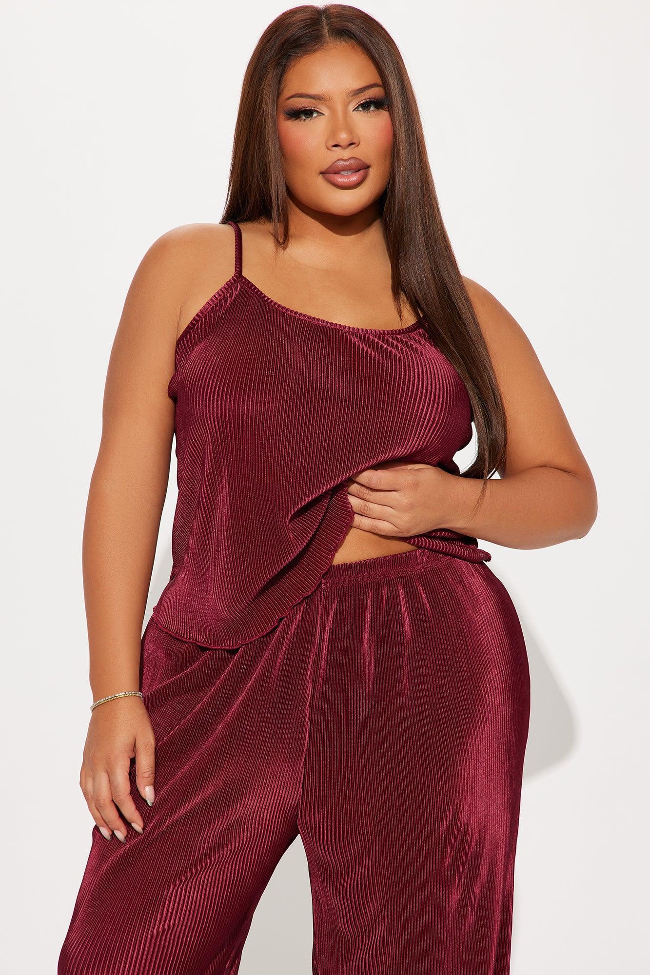 Always Bedtime Plisse PJ Pant Set - Wine Product Image