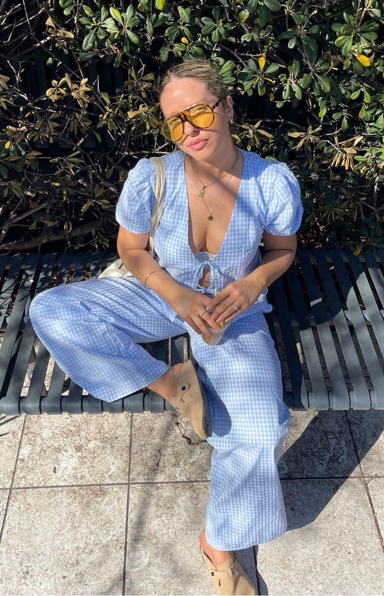 Lunya Blue Gingham Tie Up Top Product Image