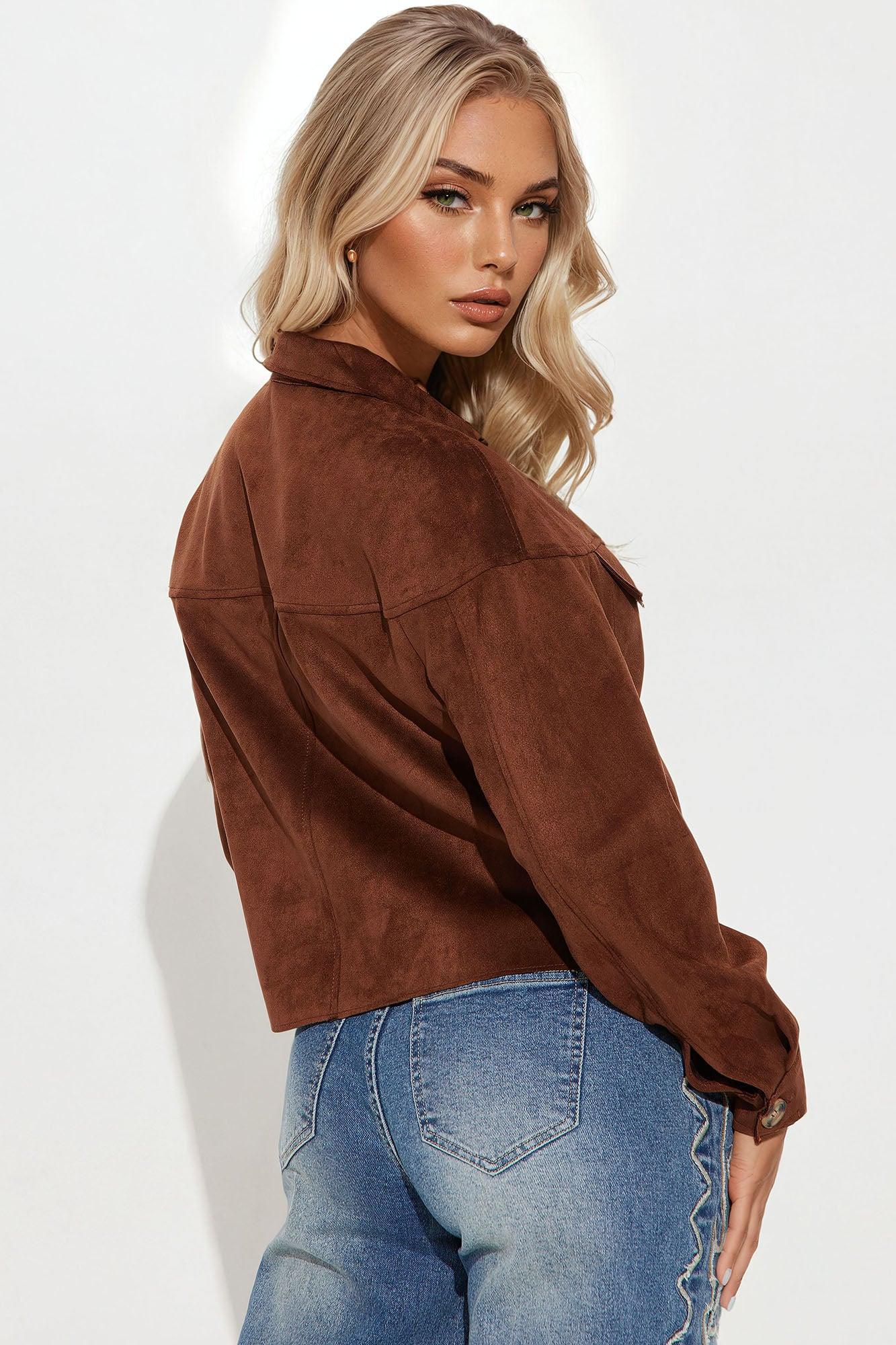 Carmen Faux Suede Shacket - Brown Product Image