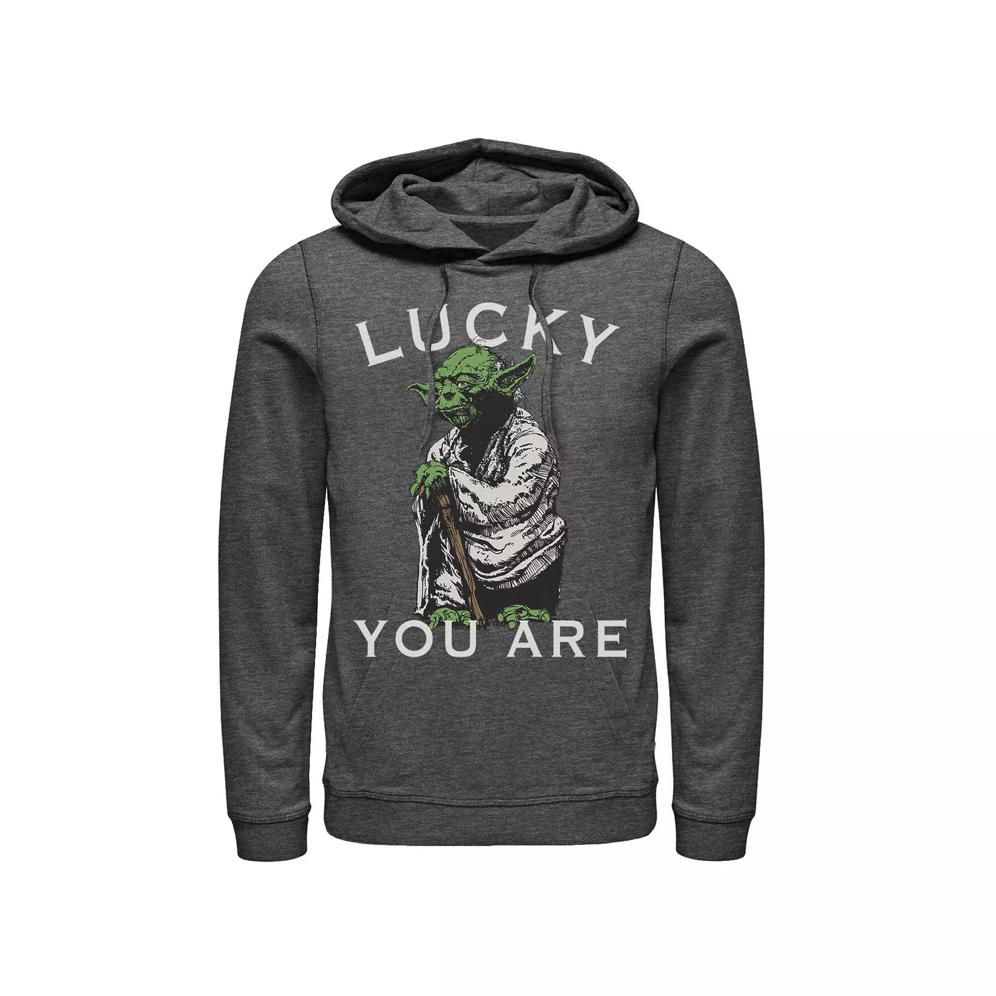 Men's Star Wars Yoda Lucky You Are Saint Patrick's Hoodie, Size: Large, Grey Heather Product Image