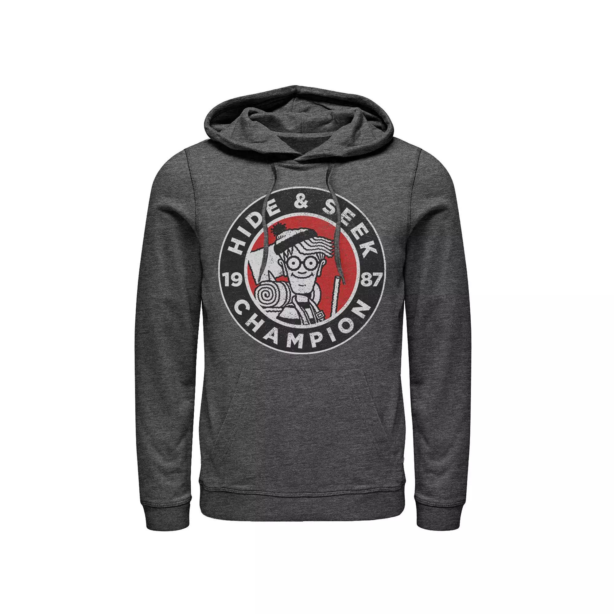 Men's Where's Waldo Hide And Seek Champion Hoodie, Size: Medium, Grey Heather Product Image