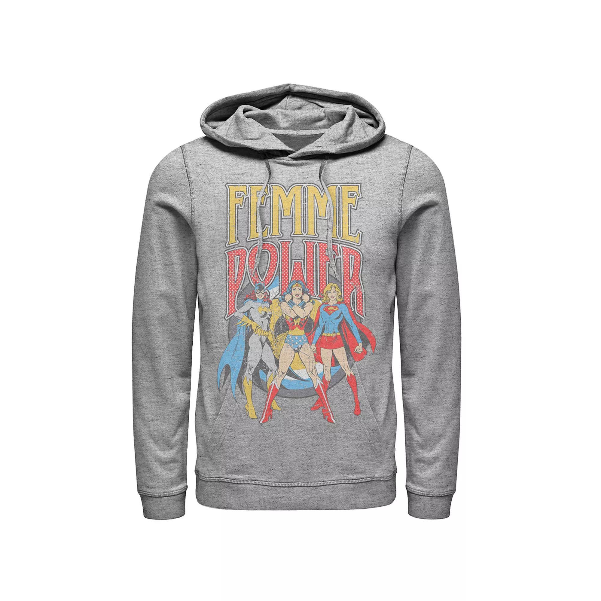 Men's DC Comics Justice League Vintage Femme Power Hoodie, Size: Large, Athletic Grey Product Image