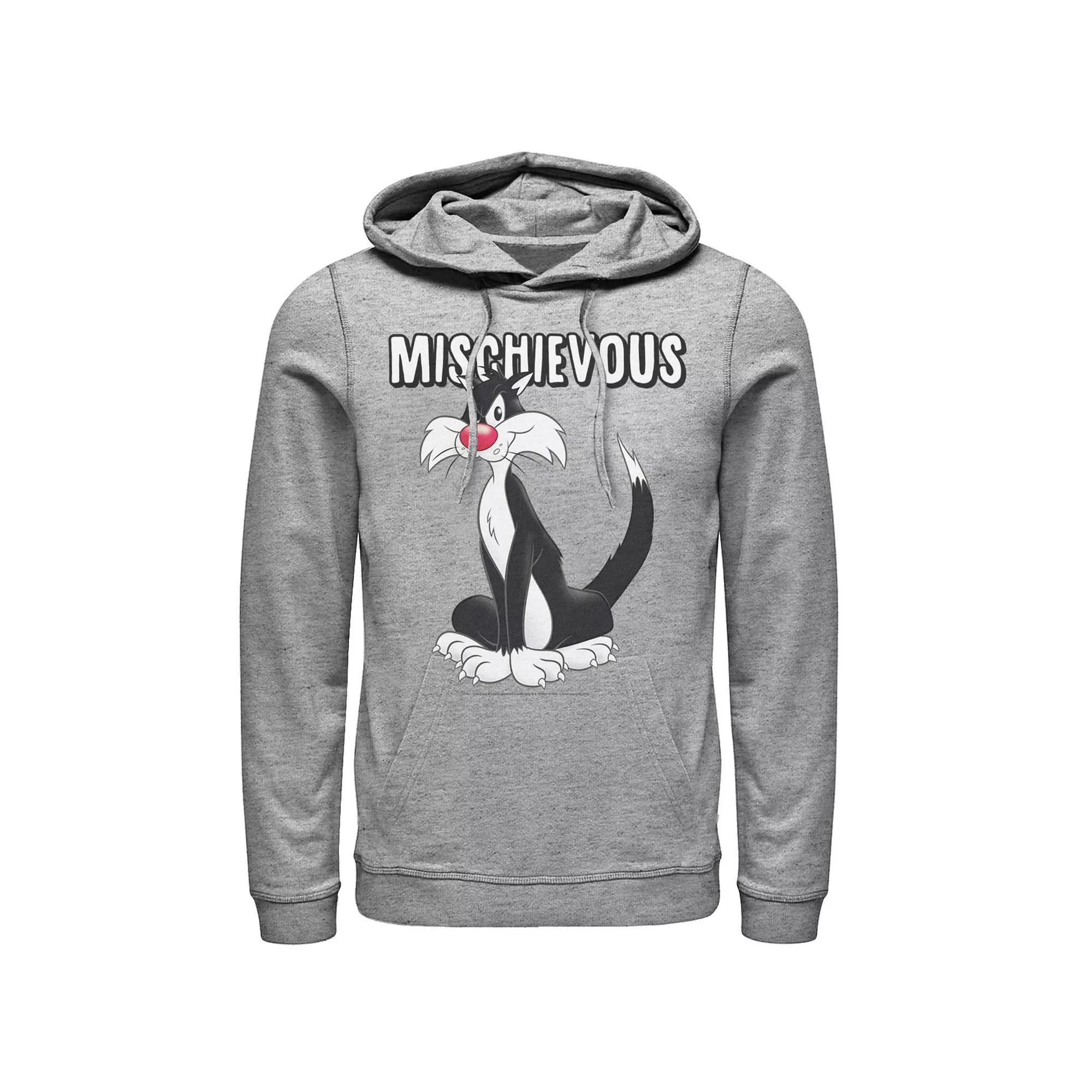 Men's Looney Tunes Sylvester Mischievous Portrait Hoodie, Size: XXL, Athletic Grey Product Image