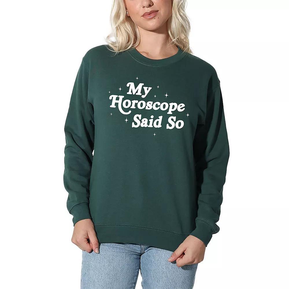 Womens Suburban Riot My Horoscope Said So Willow Graphic Sweatshirt, Girls Green Green Product Image