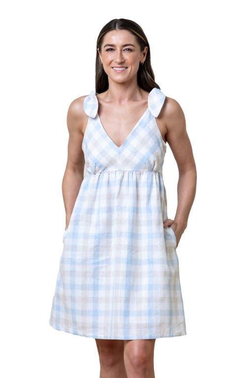 Hope & Henry Women's Sleeveless Bow Shoulder Dress in Stone Stripe Linen at Nordstrom, Size 6 Product Image
