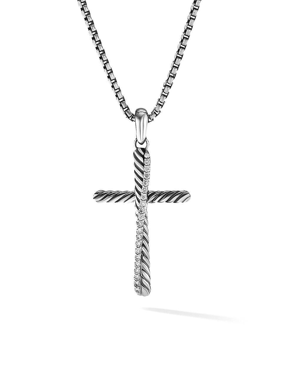 David Yurman Sterling Silver Amulets Diamond Draped Cross Pendant Product Image