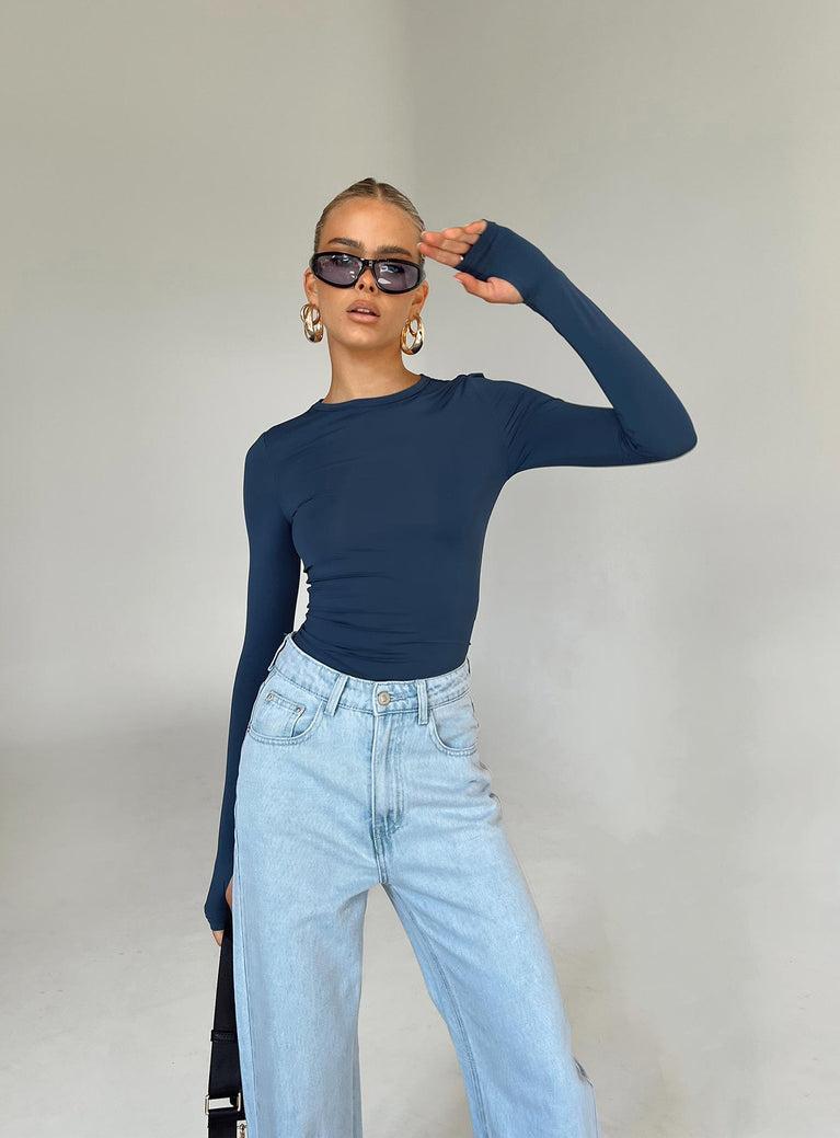 Farro Long Sleeve Top Navy Product Image