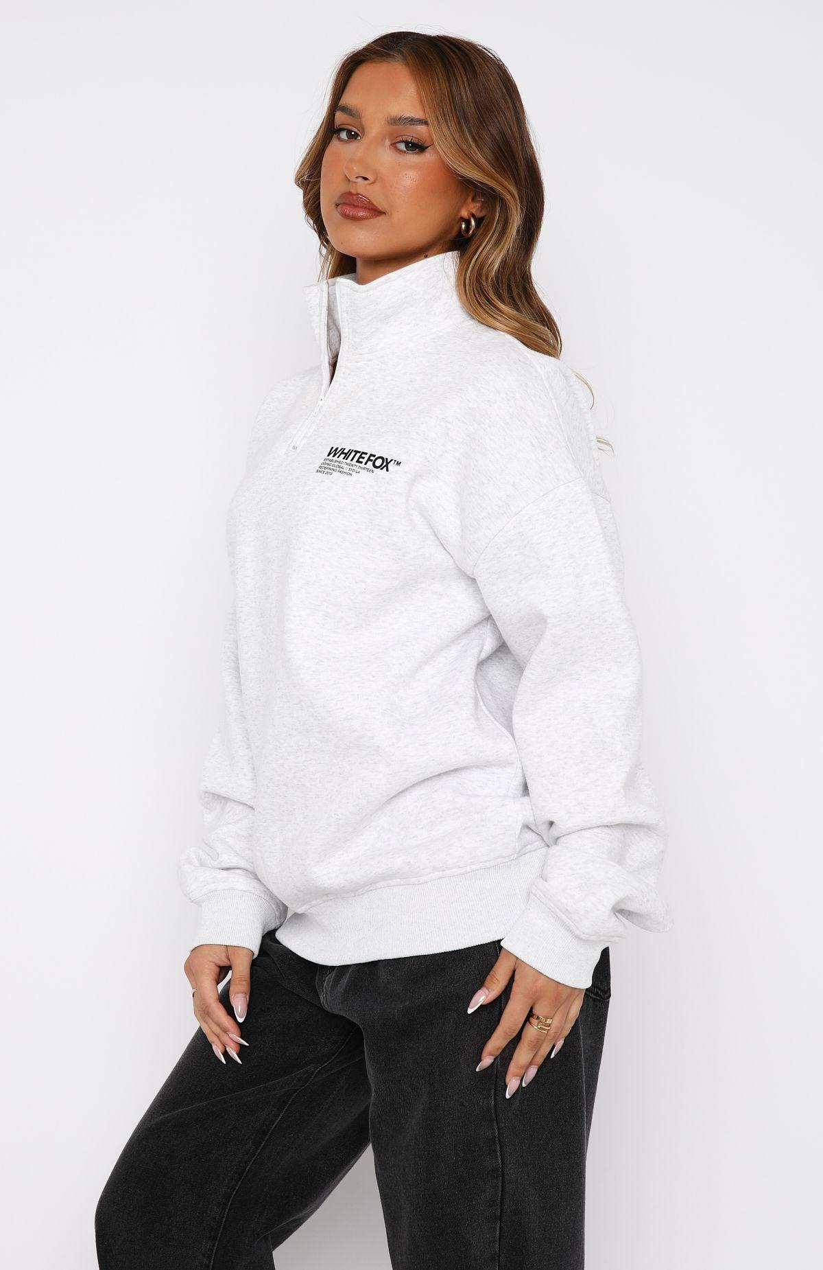 Like No One Else Zip Front Sweater Grey Marle Product Image