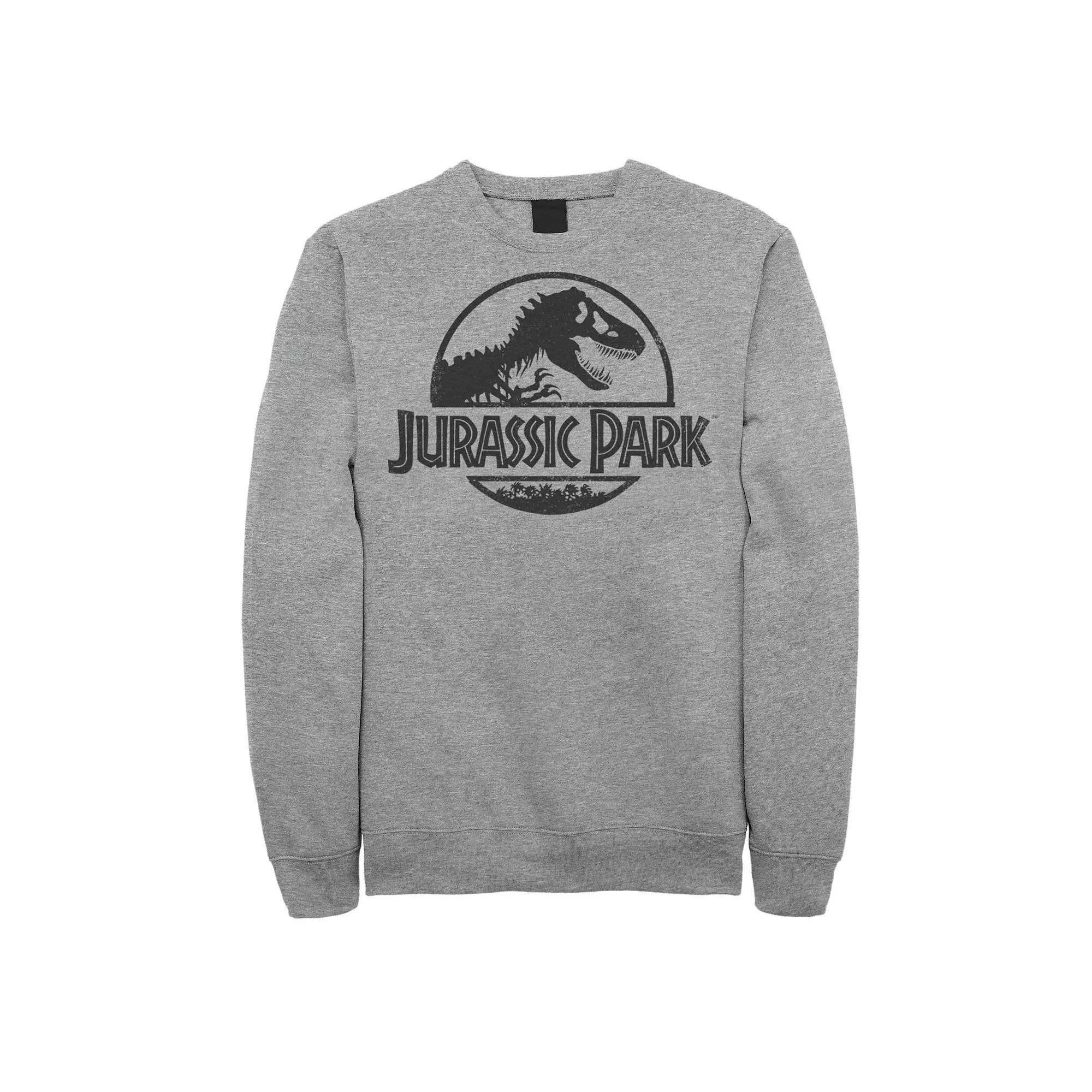 Mens Jurassic Park Basic Black Stencil Logo Fleece Athletic Grey Product Image