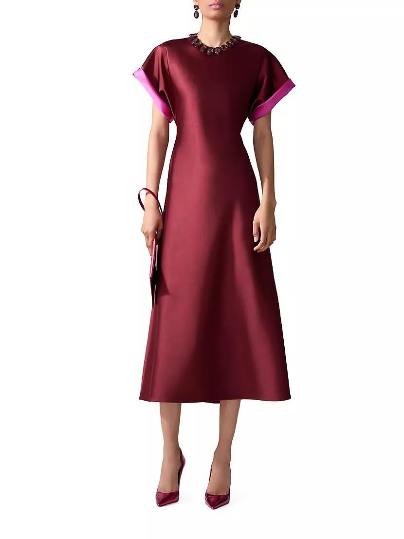 Womens Bias-Cut Crewneck Midi-Dress Product Image