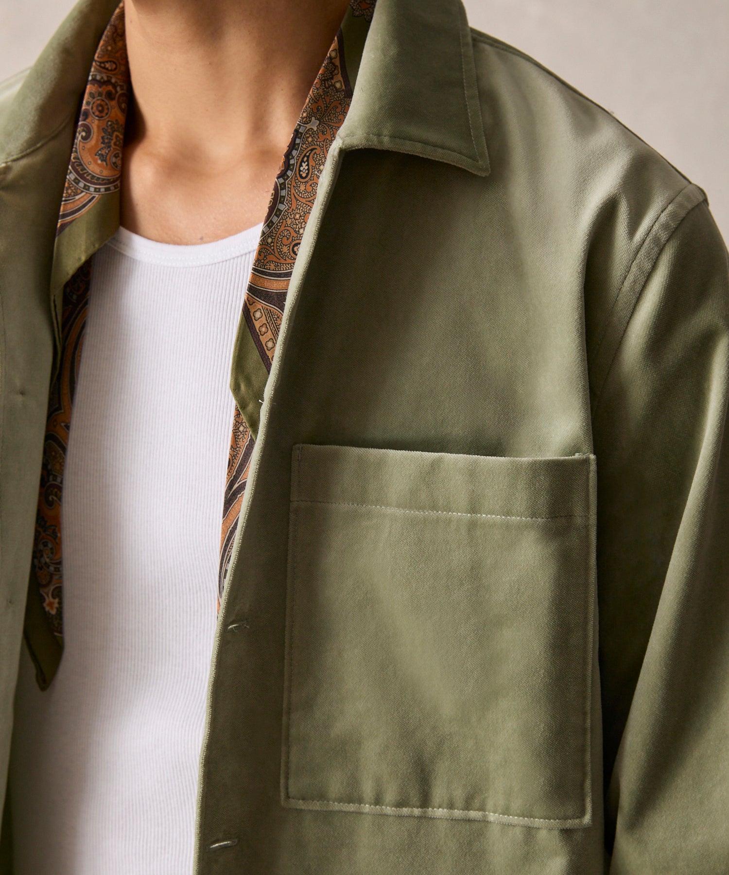 Italian Velvet Overshirt in Dove Grey Product Image