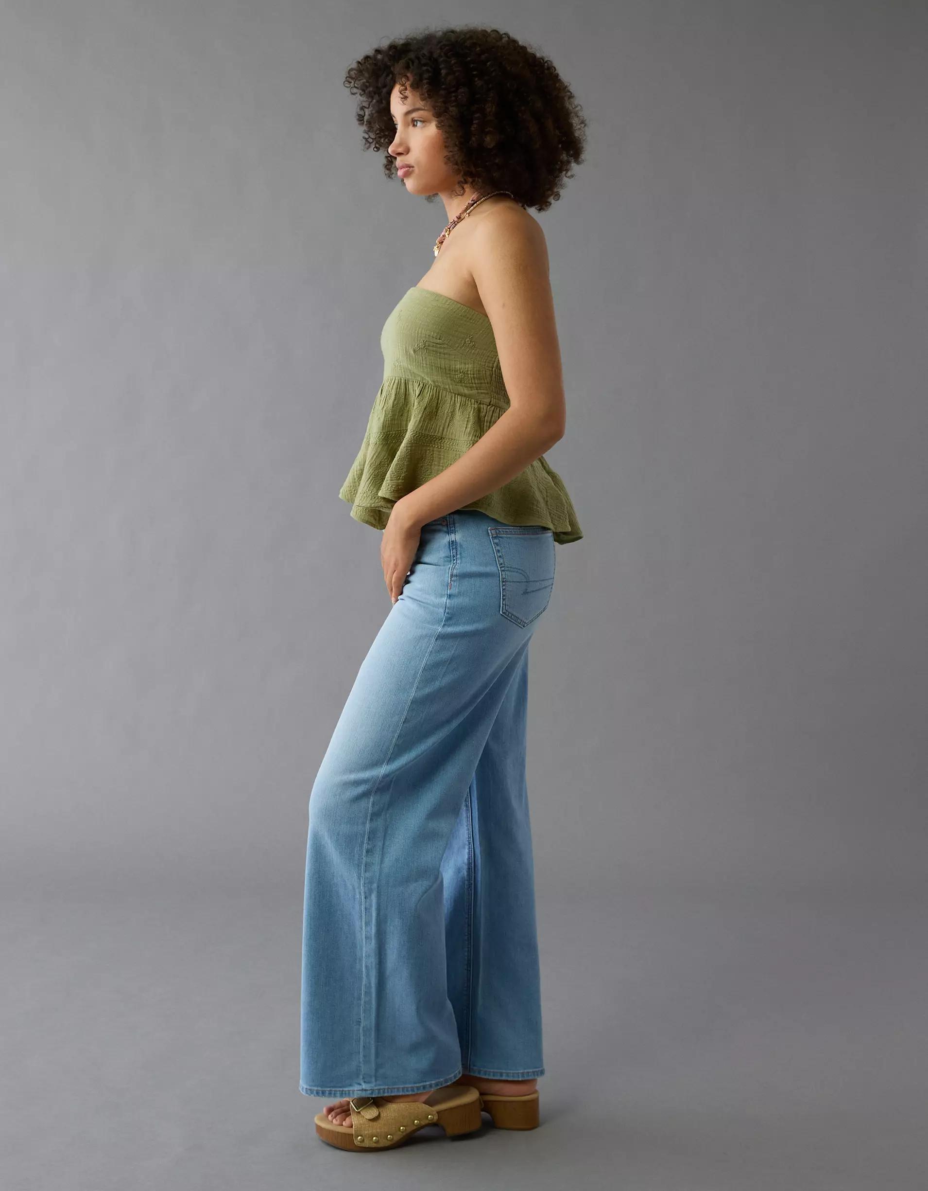 AE Dreamy Drape Stretch Curvy Super High-Waisted Baggy Wide-Leg Jean Product Image