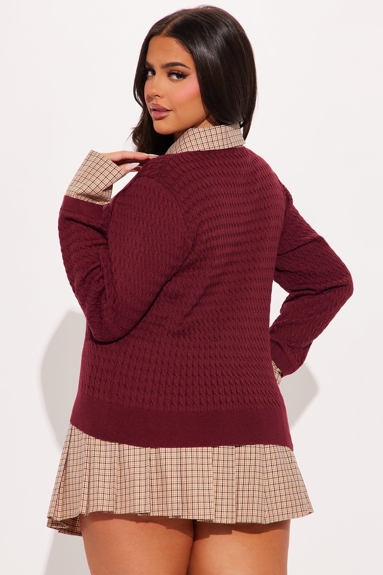 Prep School Skirt Set - Burgundy/combo Product Image