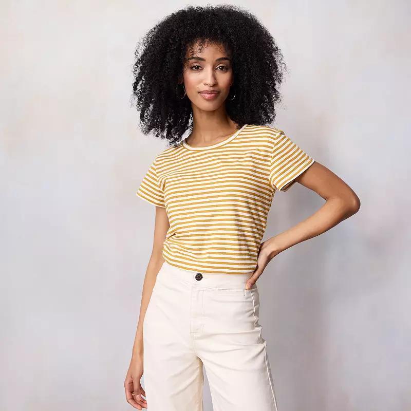 Women's LC Lauren Conrad Short Sleeve Tee, Size: XXL, Ivory Basque Stripe Product Image