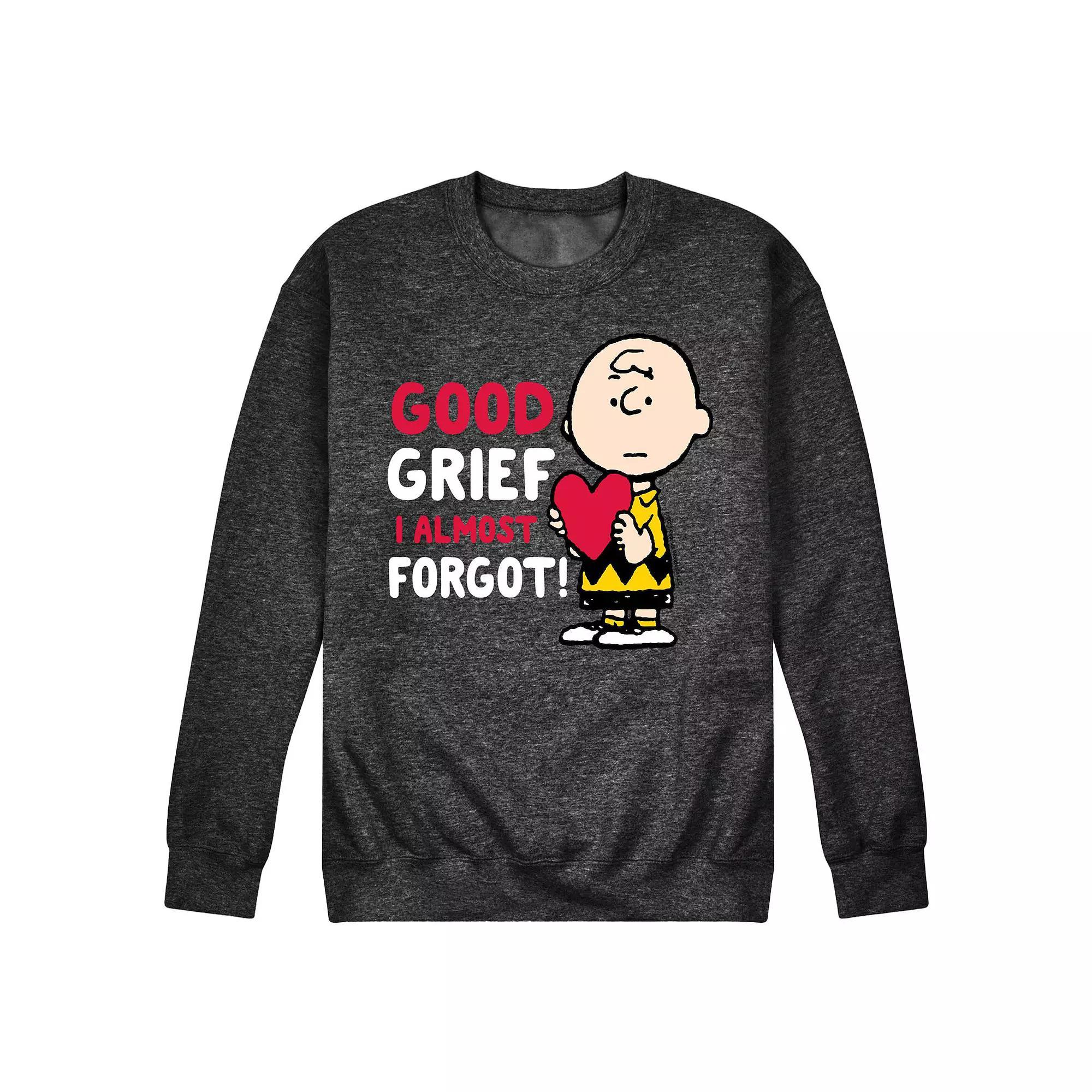 Mens Peanuts Good Grief Forgot Fleece Sweatshirt Heather Grey Product Image