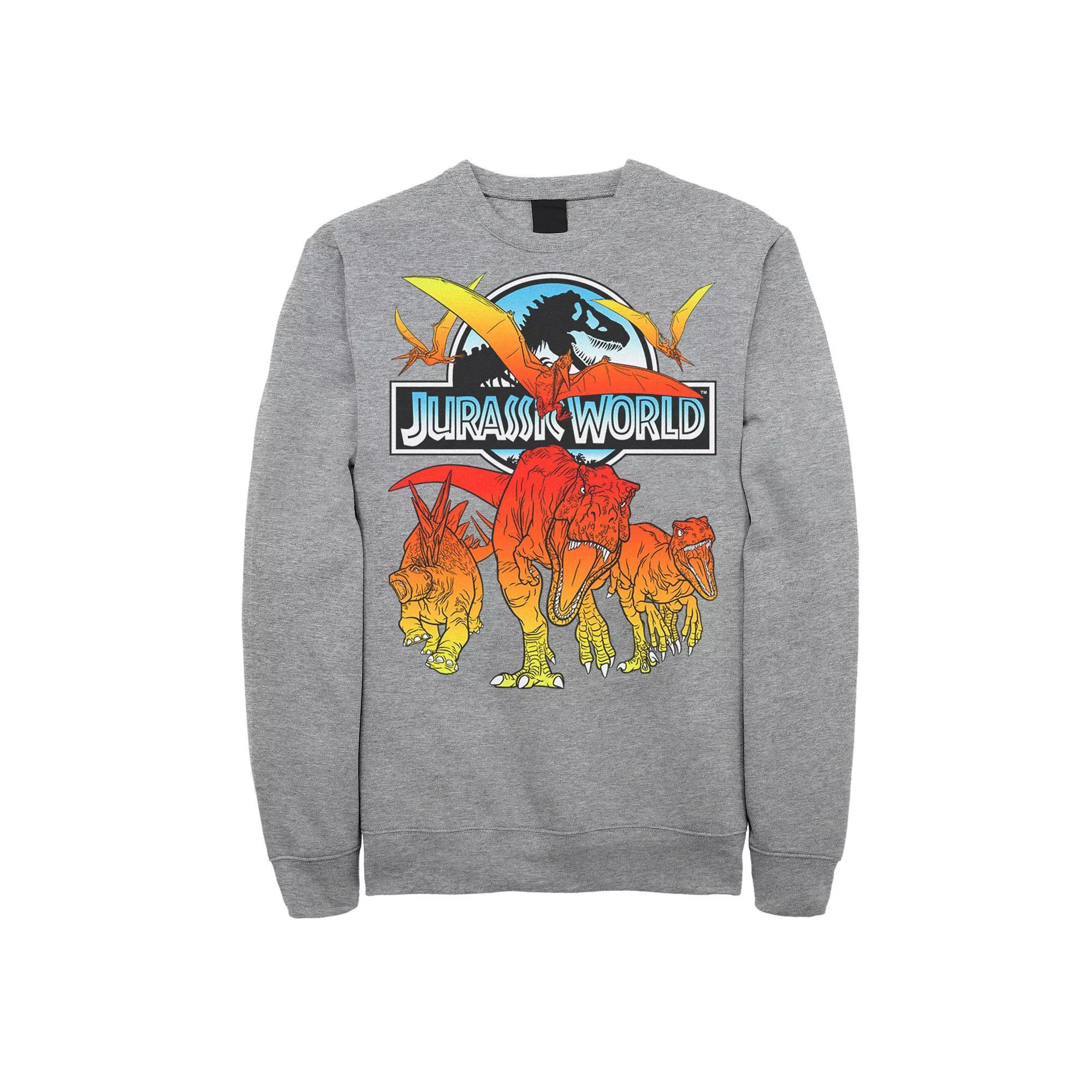 Men's Jurassic World Two Dino Charging Comic Pop Fleece, Size: Small, Athletic Grey Product Image