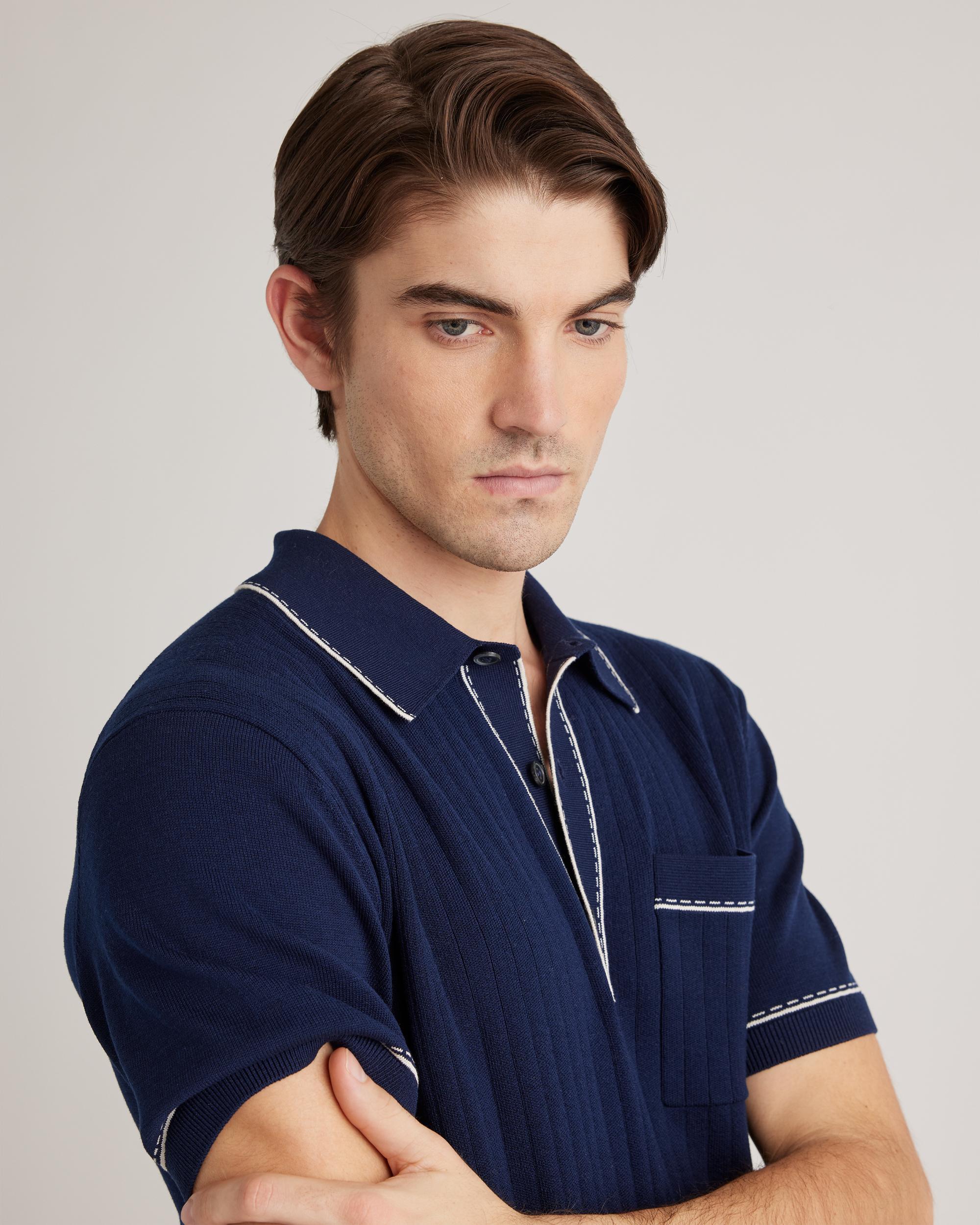 Quince | Men's -Silk Polo Sweater Organic Cotton Product Image