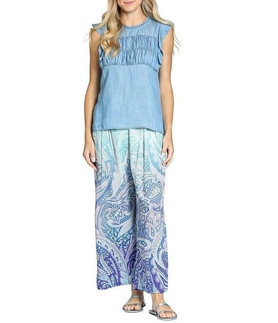 APNY Round Neck Sleeveless Ruffle Smocked Top Product Image
