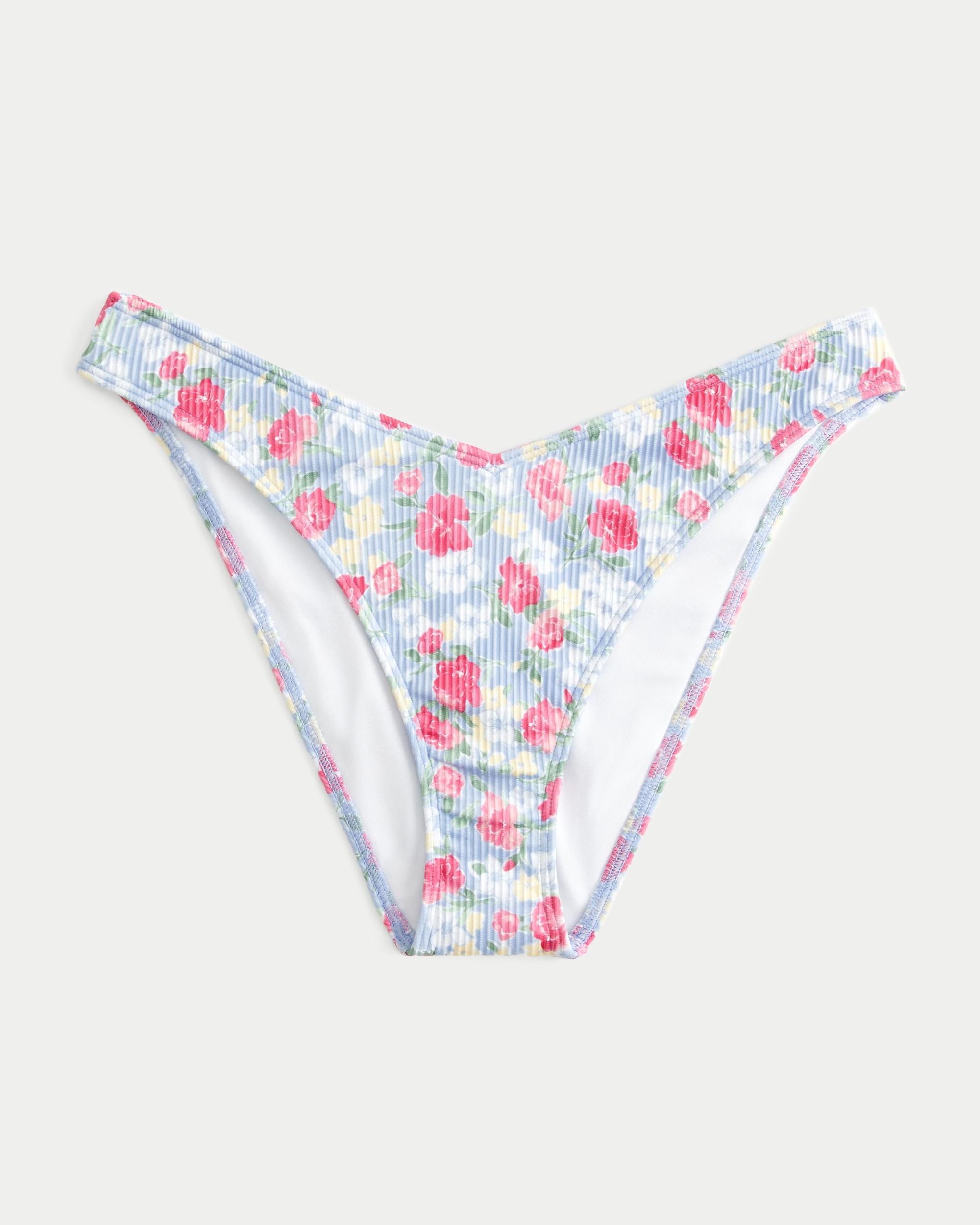 Ribbed V-Front High-Leg Cheeky Bikini Bottom Product Image