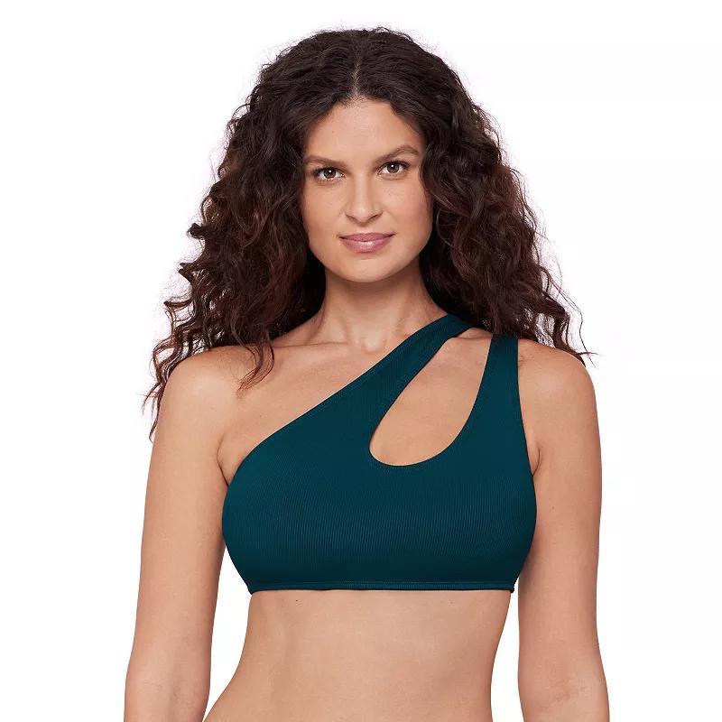 Women's Eco Beach Cutout One-Shoulder Bikini Top, Size: Large, Lagoon Product Image