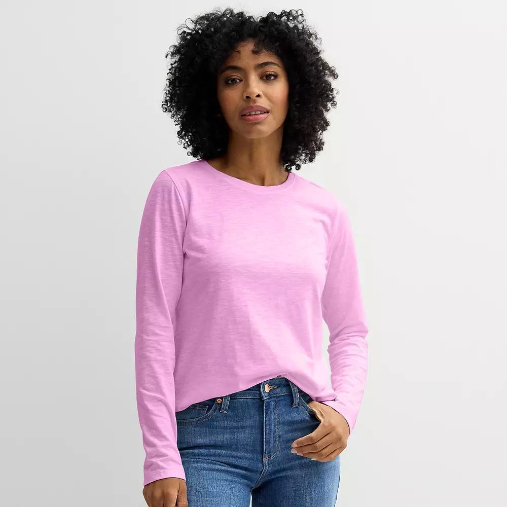 Women's Sonoma Goods For Life® Everyday Long Sleeve Crewneck Tee, Size: XXL, Purple Agate Product Image