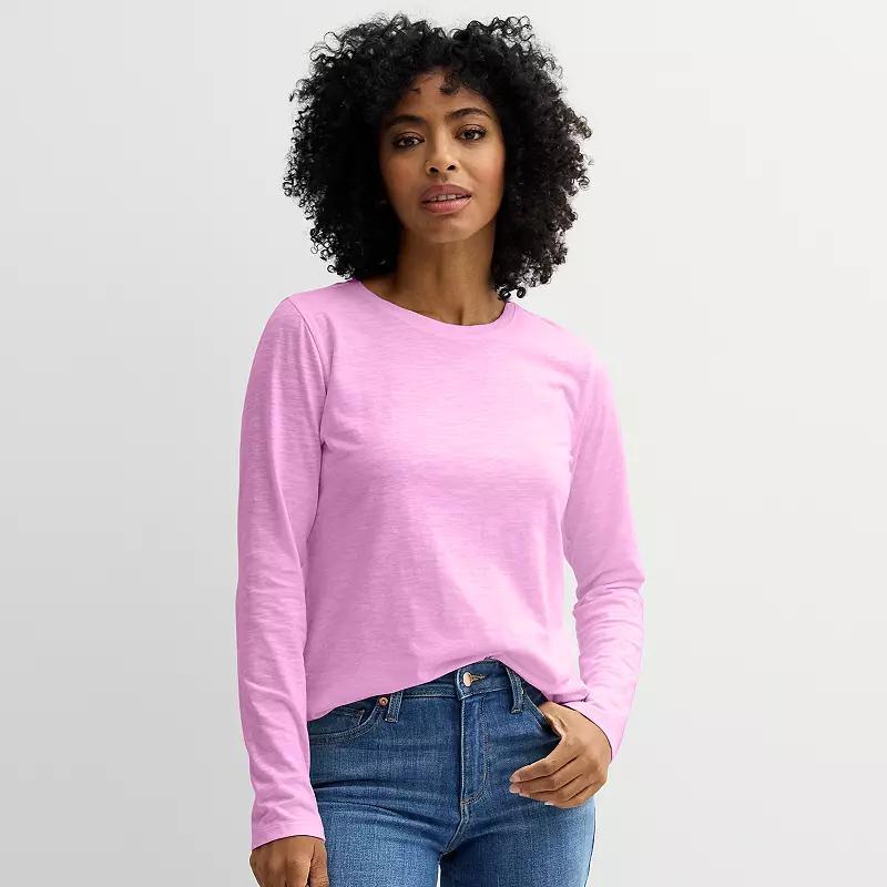 Women's Sonoma Goods For Life® Everyday Long Sleeve Crewneck Tee, Size: Medium, Grey Product Image