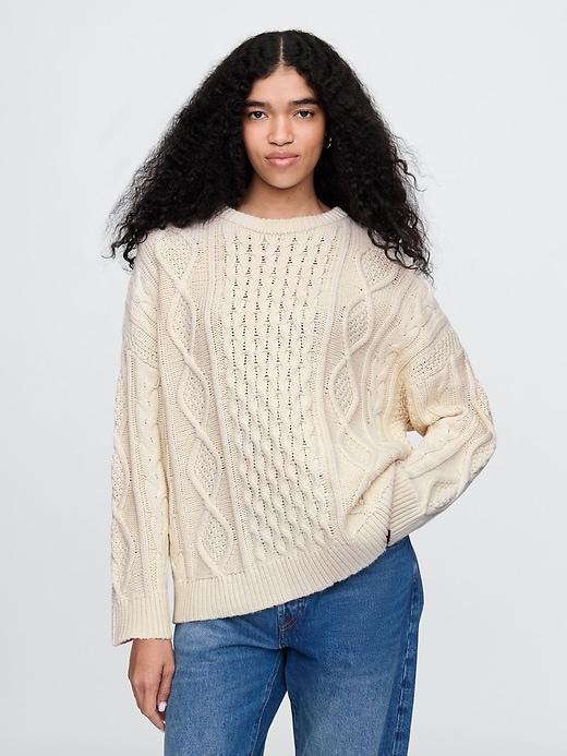 Oversized Mixed Cable-Knit Sweater Product Image