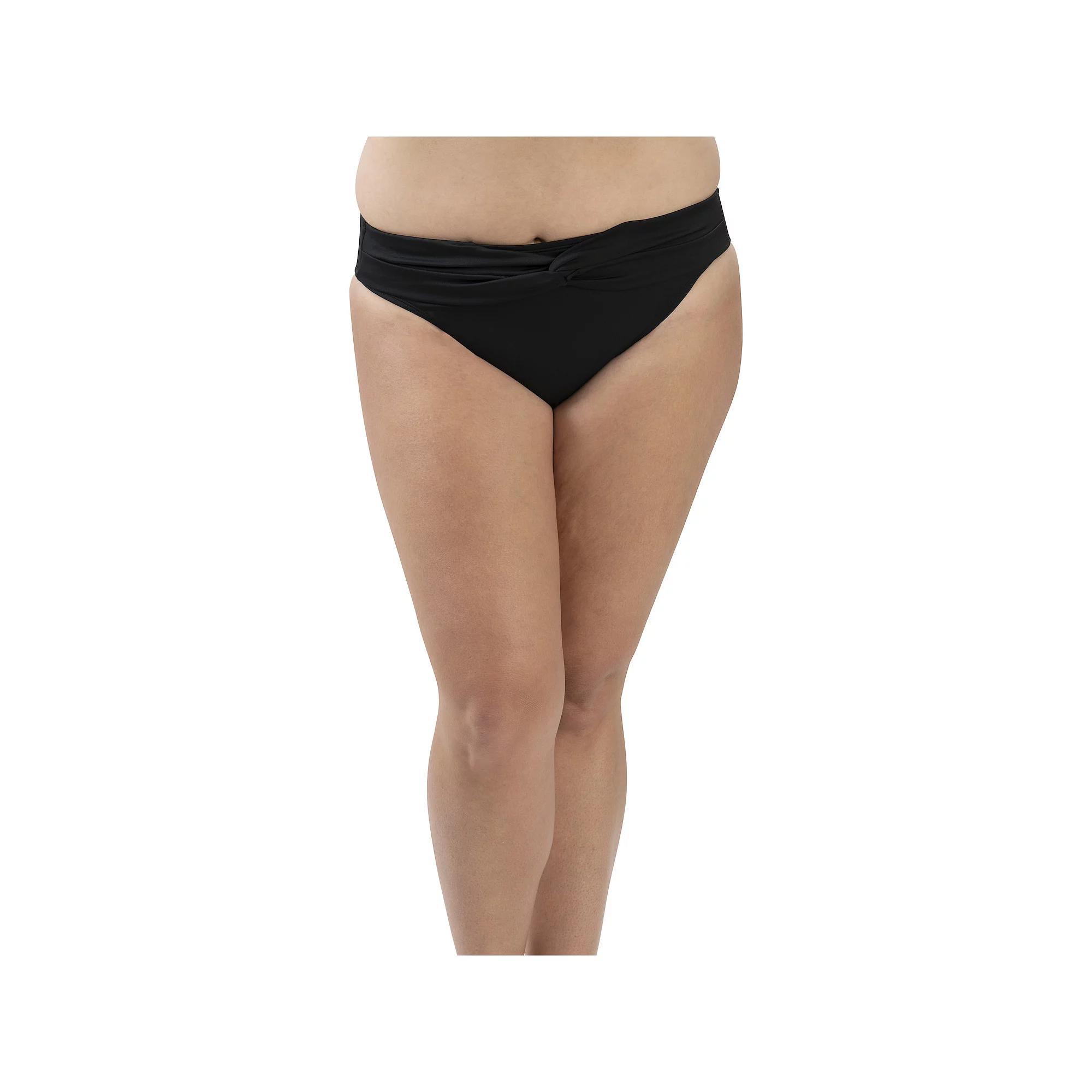 Women's Dolfin Aquashape UPF 50+ Solid Knot-Front Swim Briefs, Size: XL, Black Product Image