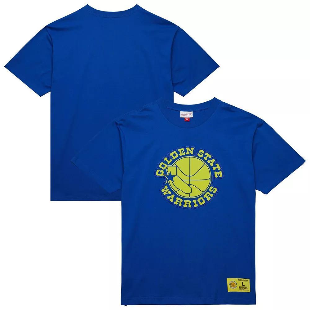 Men's Mitchell & Ness Royal Golden State Warriors Hardwood Classics Neon Nights Premium T-Shirt, Size: Medium, Blue Product Image