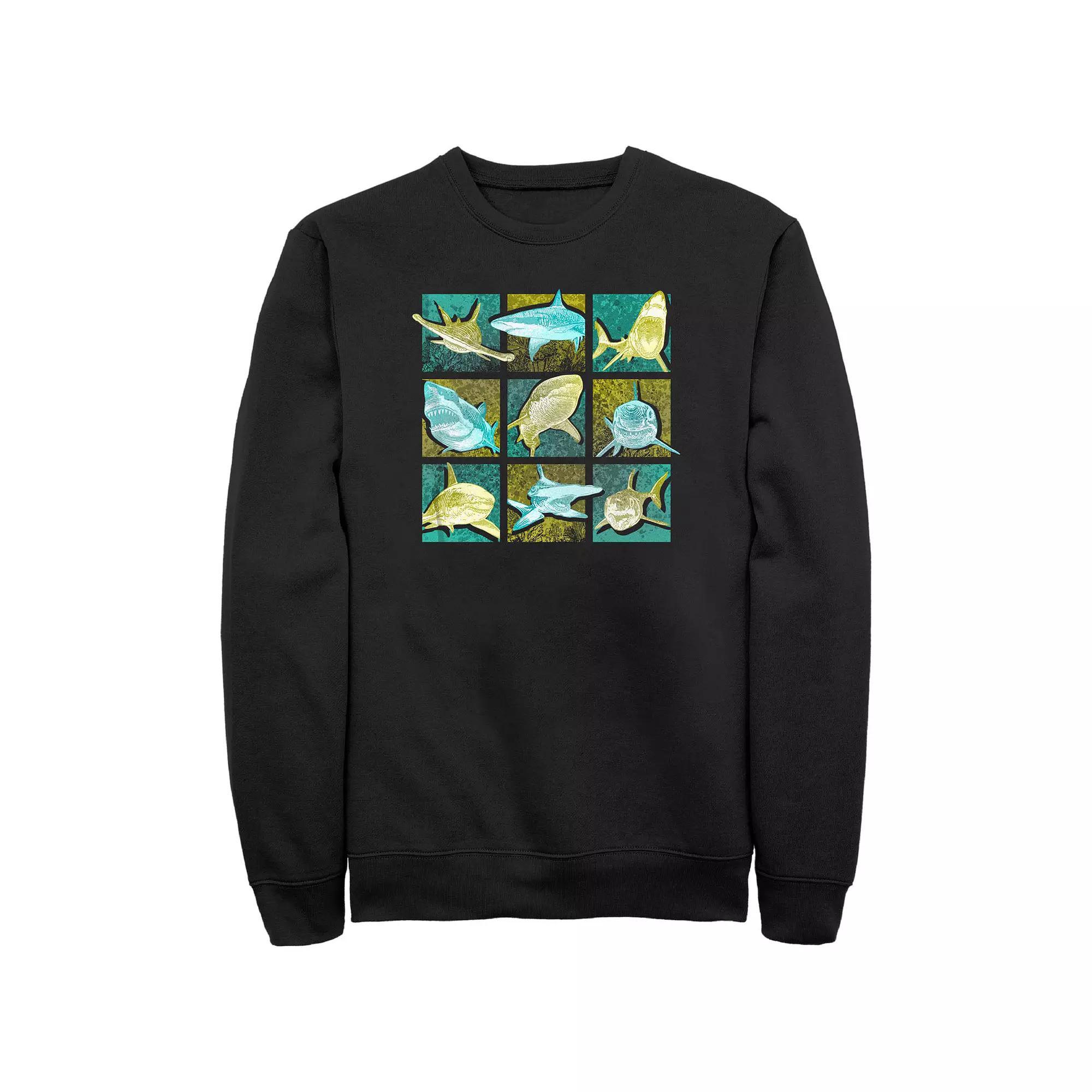 Men's Shark Portraits Graphic Fleece, Size: Small, Black Product Image
