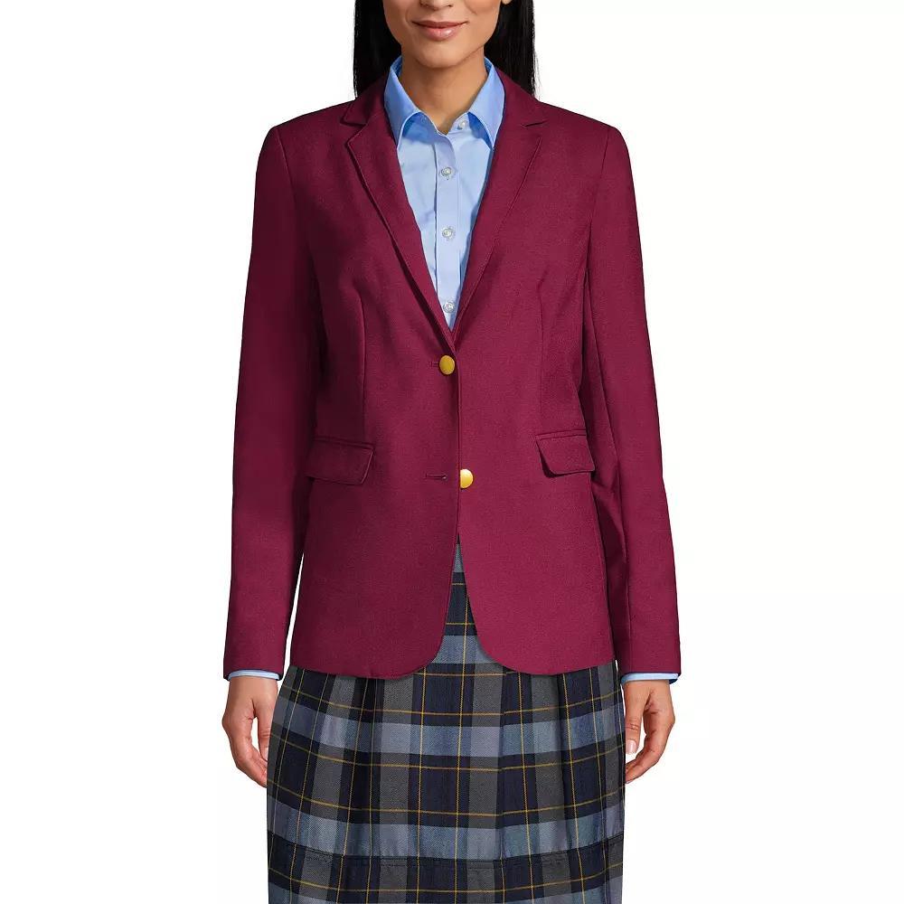 Women's Lands' End School Uniform Hopsack 2-Button Blazer Jacket, Size: 12, Deep Blue Product Image