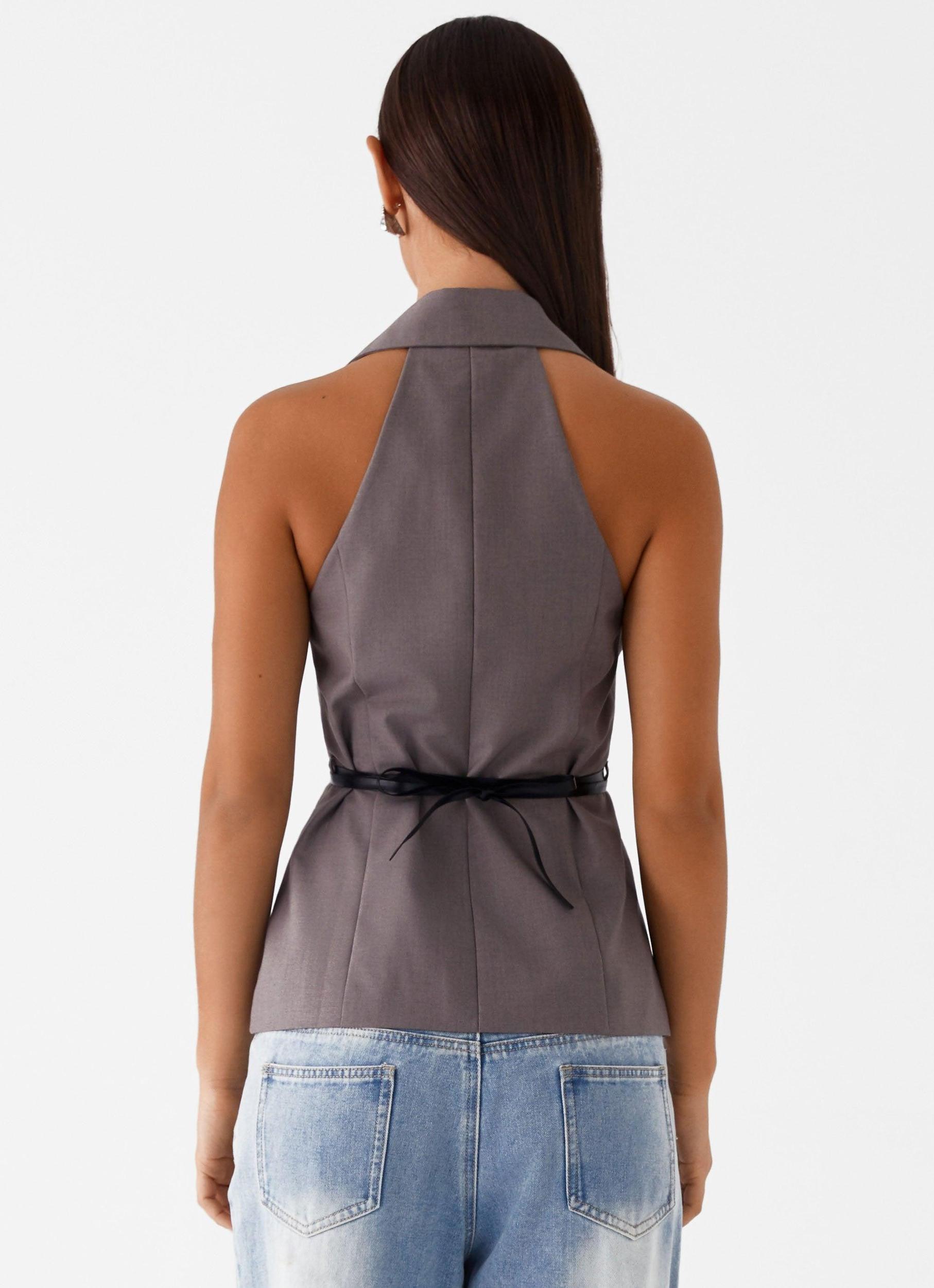 Marina Blazer Top - Grey Product Image