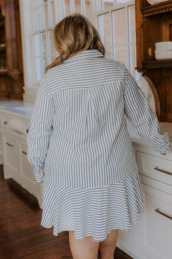 Stripe A Pose Mini Dress in Blue Curves Product Image
