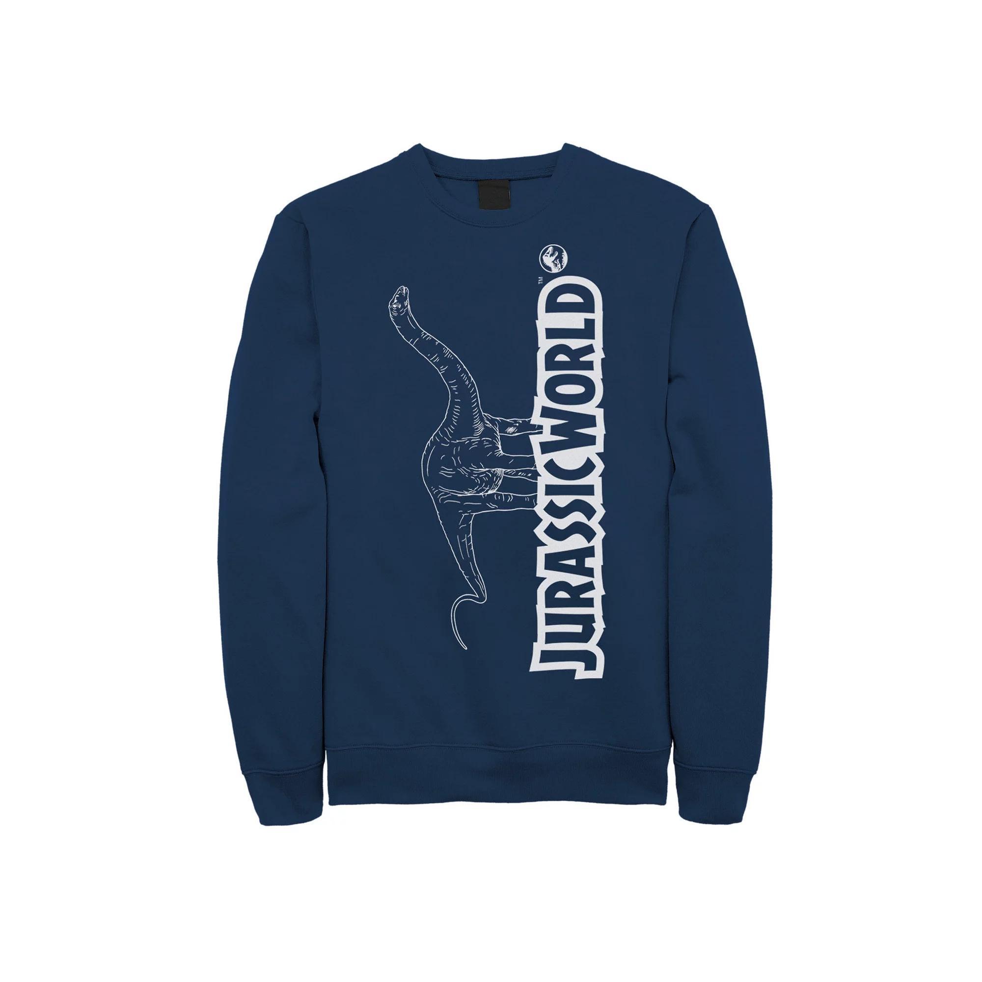 Men's Jurassic World Longneck Dinosaur Title Logo Outline Sweatshirt, Size: XXL, Blue Product Image