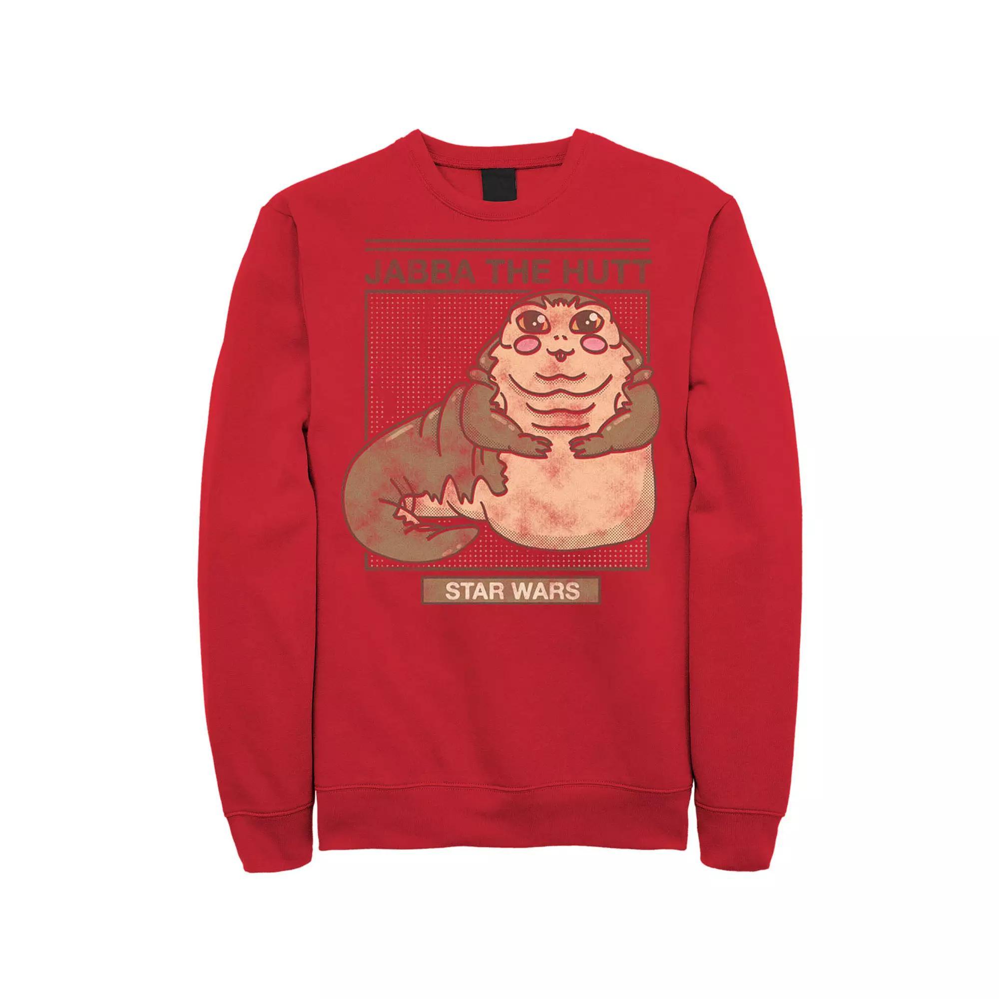 Men's Star Wars Jabba The Hutt Cartoon Cute Portrait Grid Sweatshirt, Size: XL, Athletic Grey Product Image