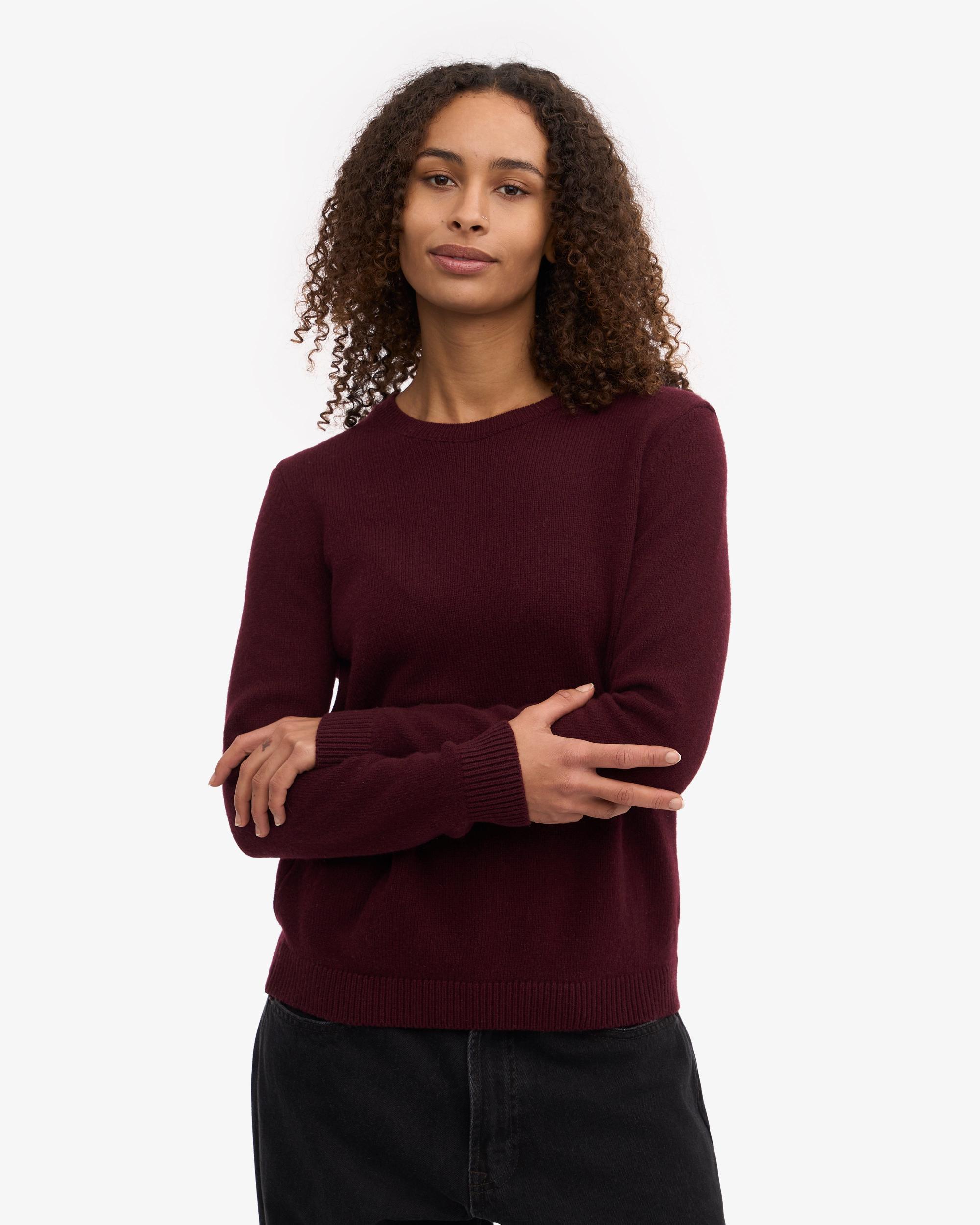 Women Classic Merino Wool Crew - Oxblood Red Product Image