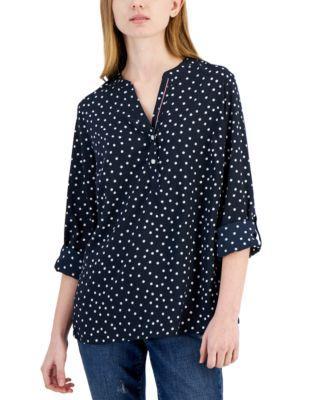 Tommy Hilfiger Dot Popover Tunic (Sky Captain Multi) Women's Clothing Product Image