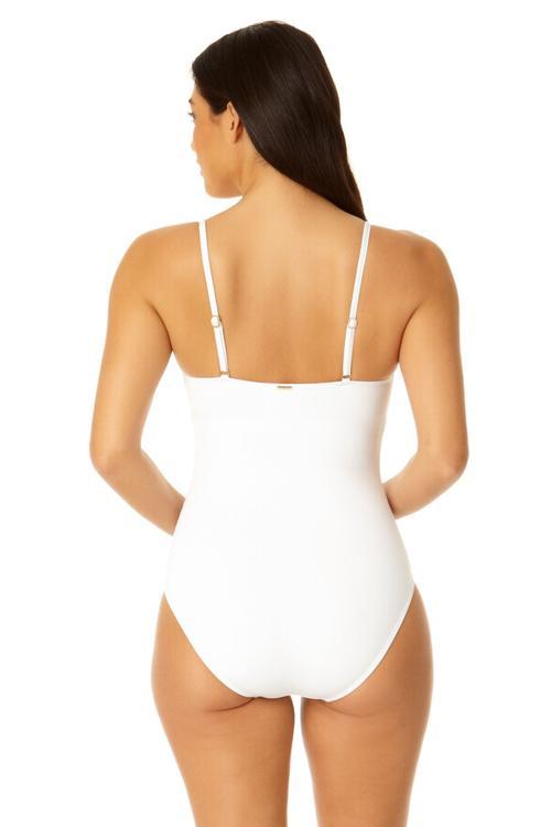 Anne Cole Women's Shirred Lingerie Maillot One Piece in White at Nordstrom, Size 16 Product Image