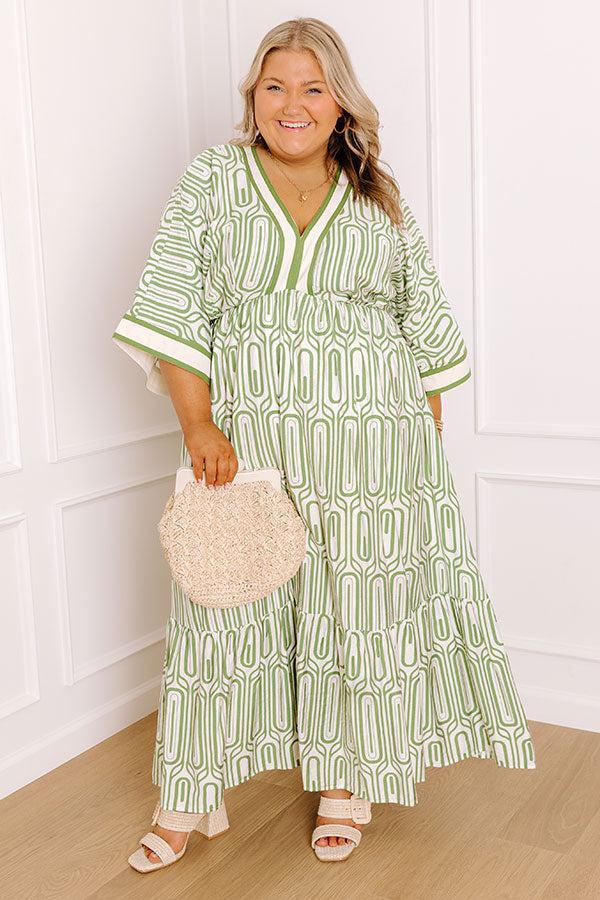 Art Gallery Social Midi Dress in Olive Curves Product Image