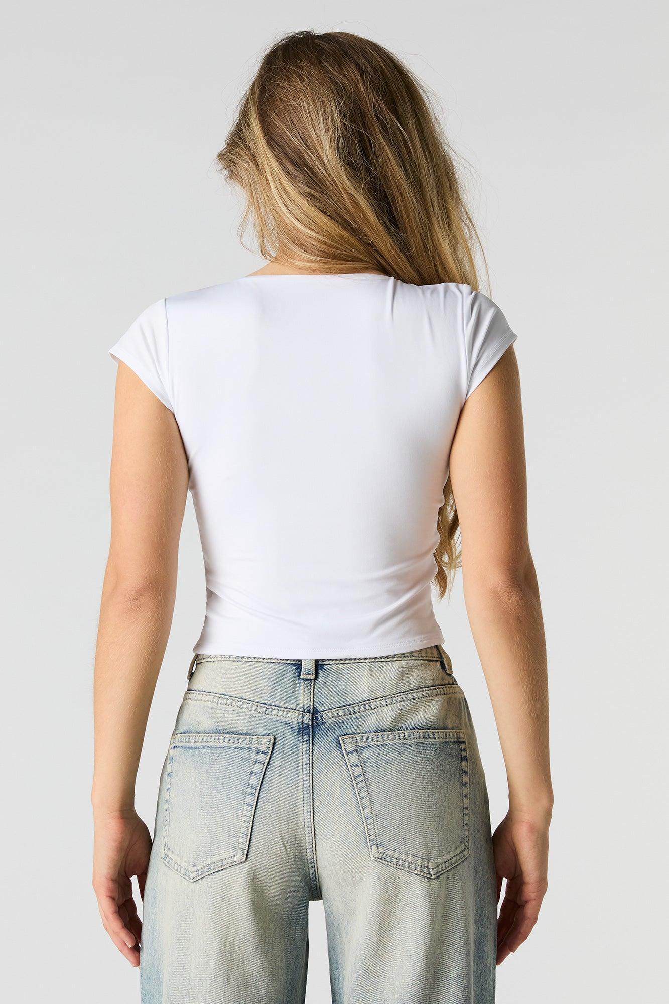 Contour Square Neck Cap Sleeve Crop Top Female Product Image