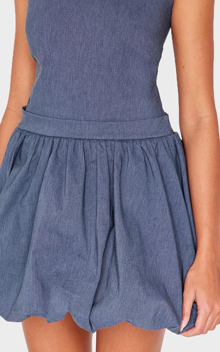 Navy Woven Racer Puffball Dress Product Image