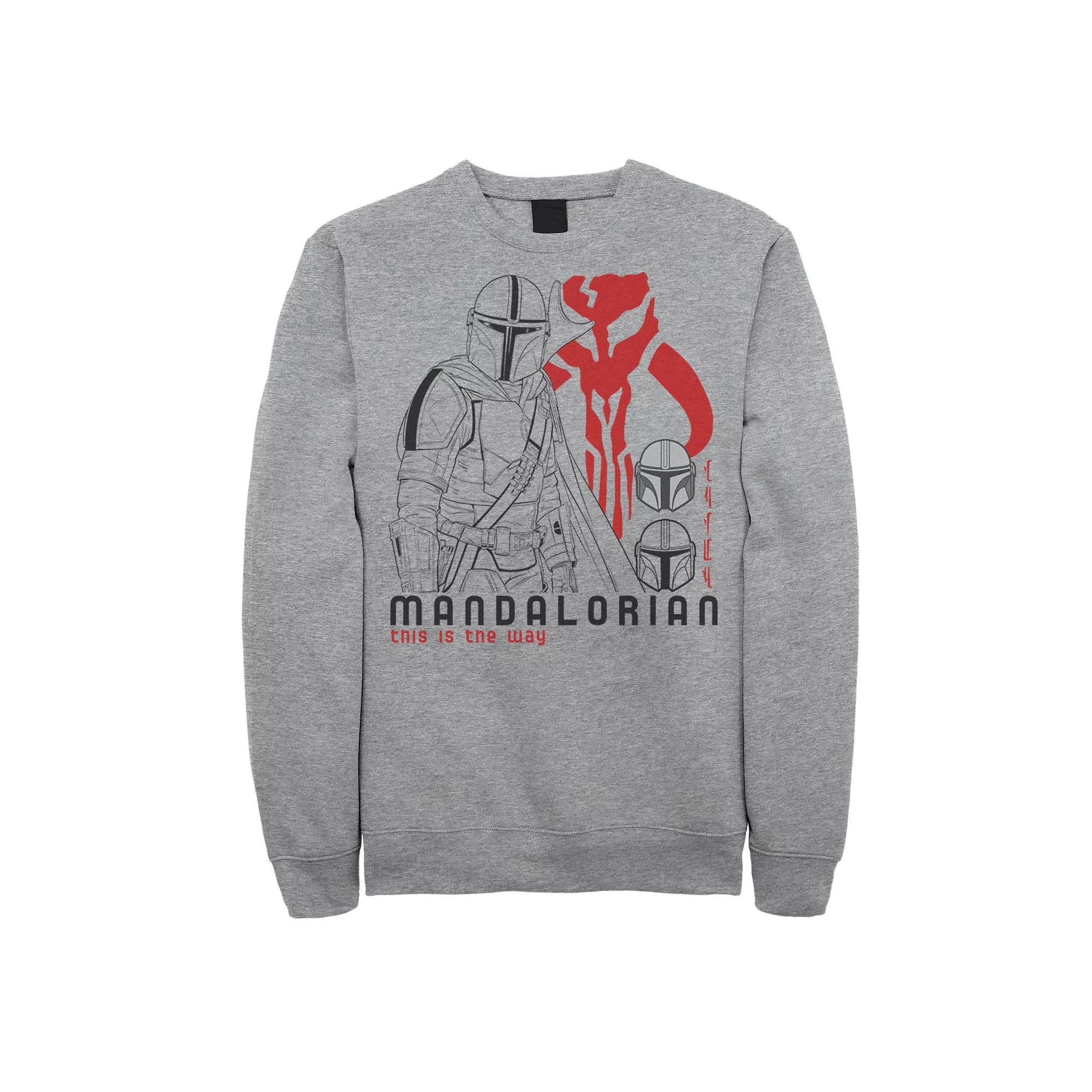 Men's Star Wars The Mandalorian This Is The Way Line Art Sweatshirt, Size: Small, Athletic Grey Product Image