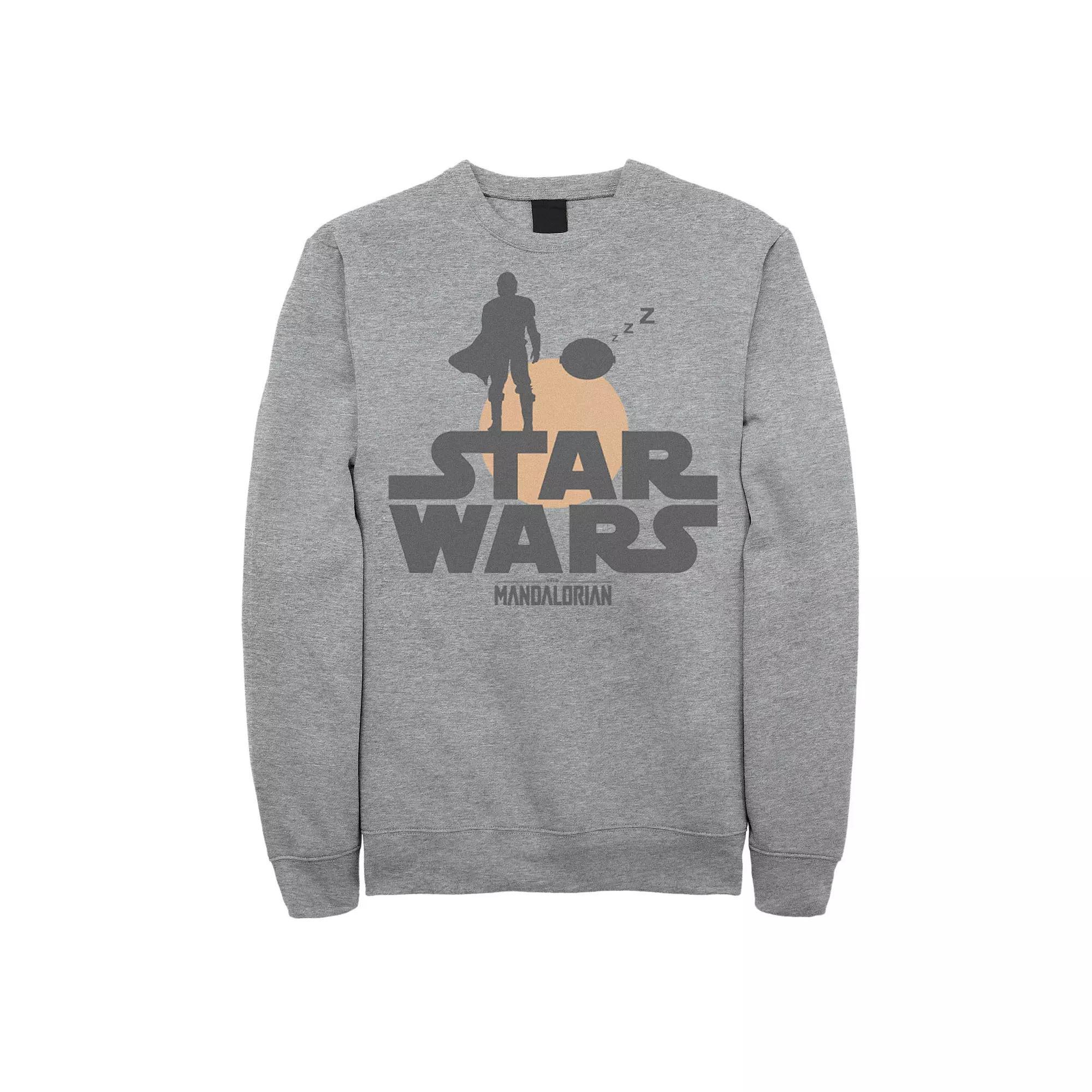 Men's Star Wars The Mandalorian The Child Sunset Silhouette Logo Sweatshirt, Size: XL, Athletic Grey Product Image