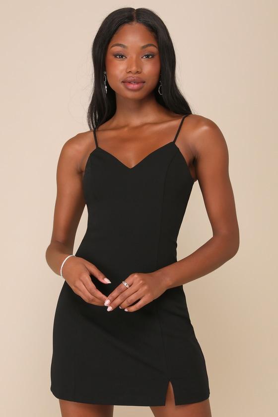 Incredibly Flirty Black Rhinestone Bow Sleeveless Mini Dress Product Image