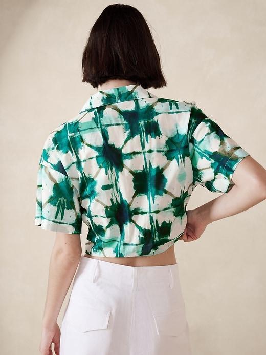 Poplin Tie-Front Cropped Shirt Product Image