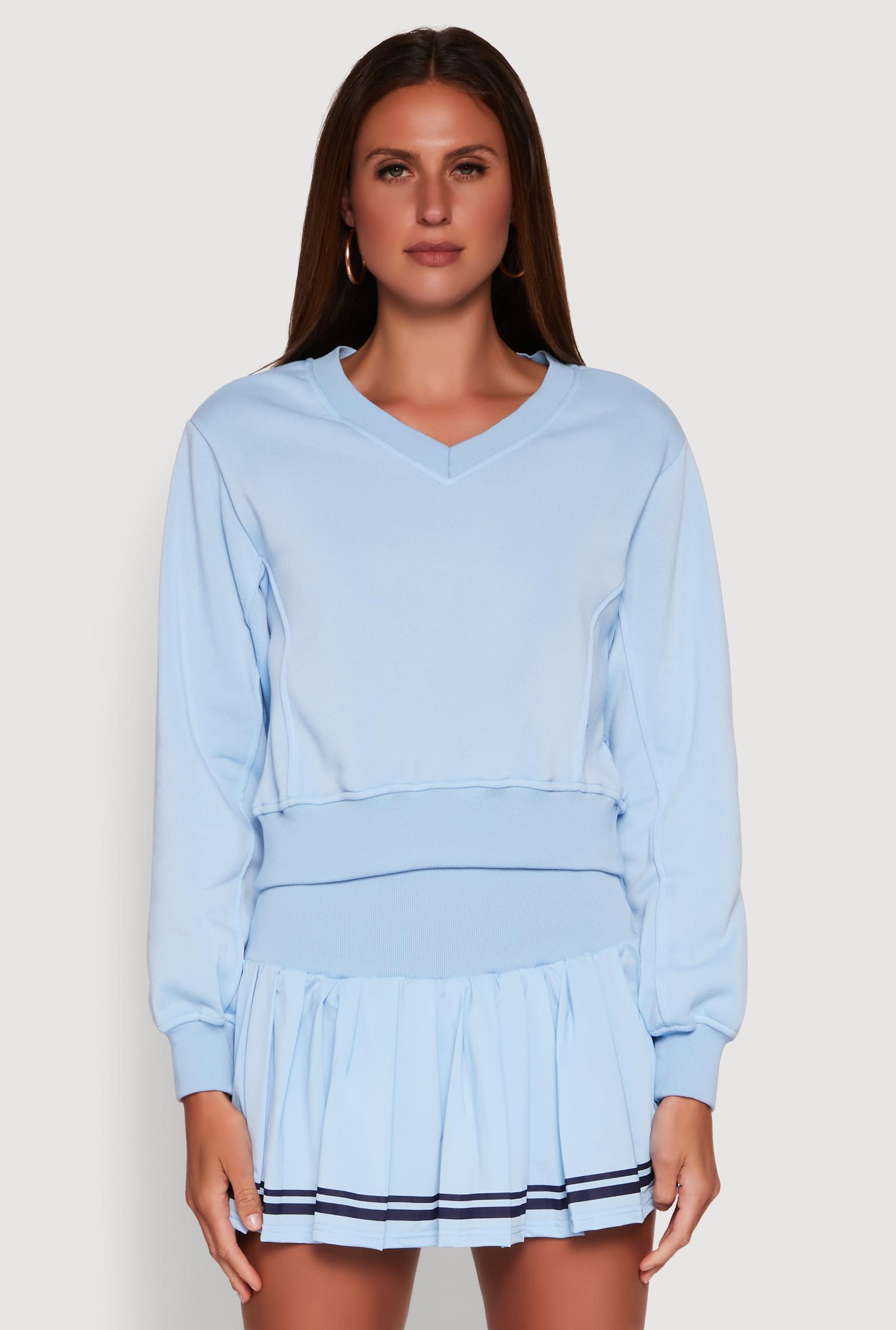Womens Long Sleeve V Neck Sweatshirt Product Image