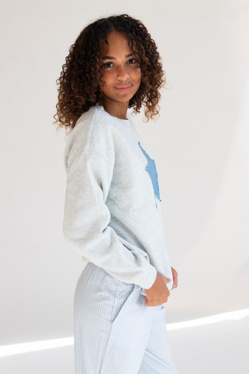 Denim Star Patch Sweatshirt Product Image
