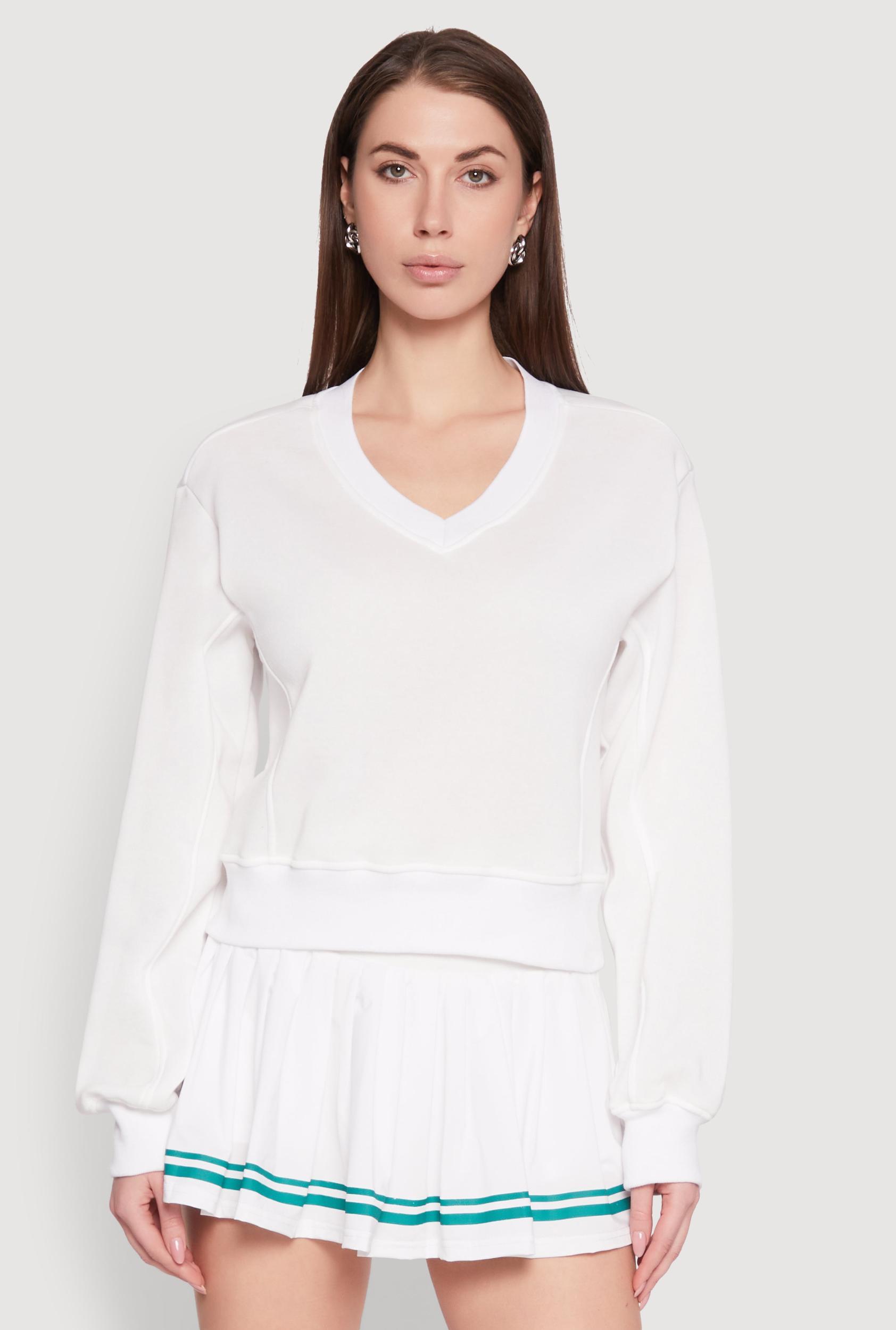 Womens Long Sleeve V Neck Sweatshirt Product Image