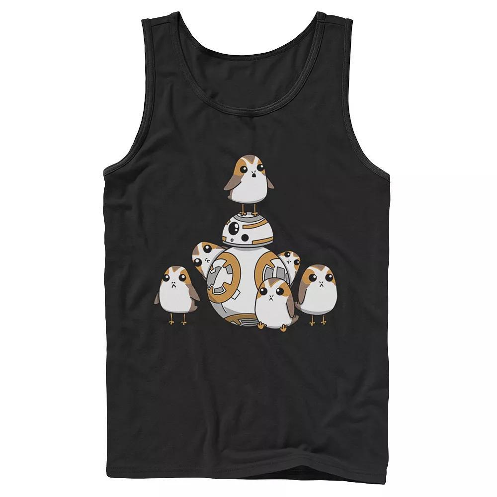 Men's Star Wars Porgs Having Fun With BB-8 Portrait Tank Top, Size: XL, Black Product Image